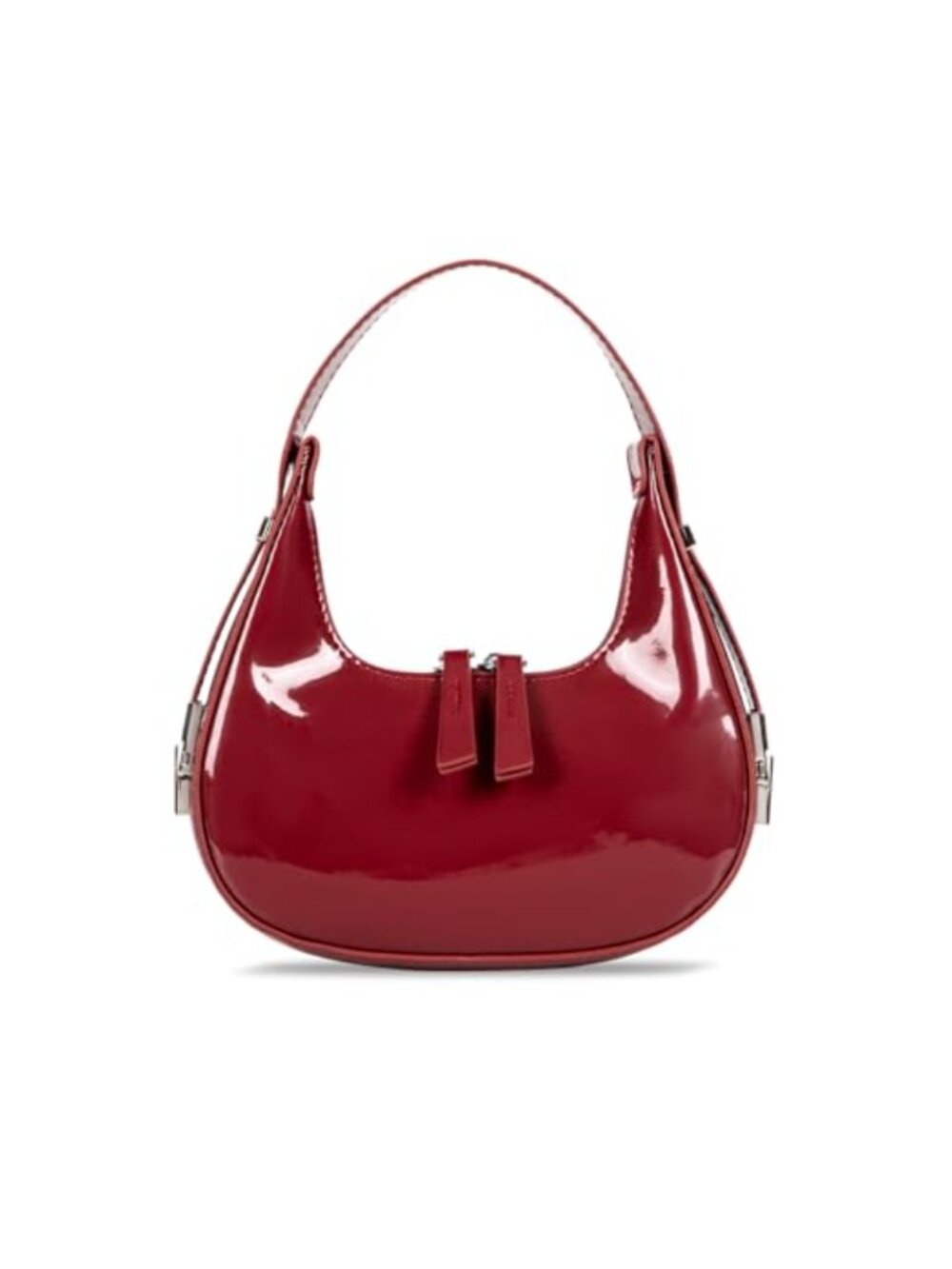 Vegan Leather Crescent Hobo Shoulder Bag Mini Y2K Underarm Purse Adjustable